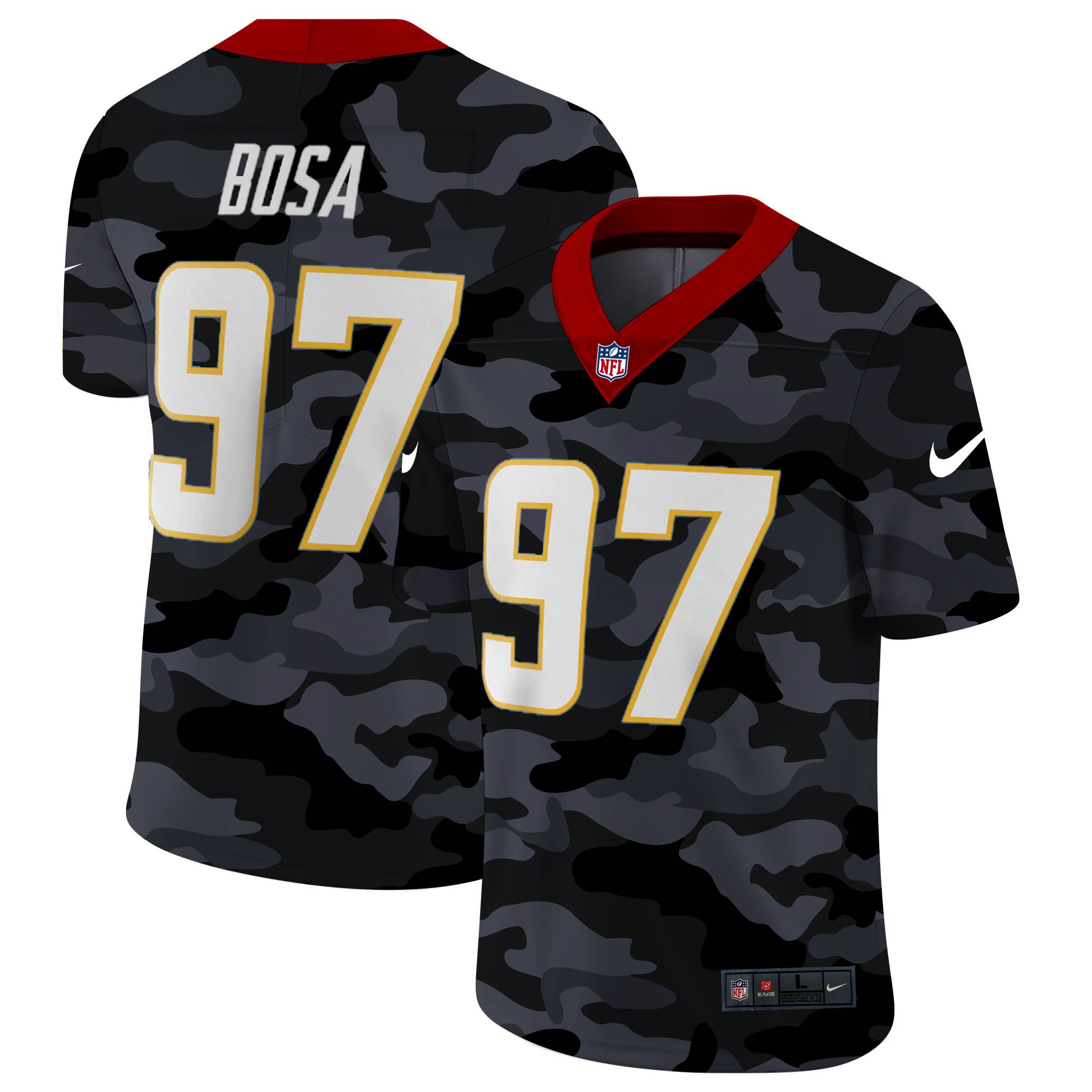 Men San Diego Chargers #97 Bosa 2020 Nike 2ndCamo Salute to Service Limited NFL Jerseys->green bay packers->NFL Jersey